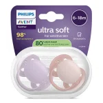 Комплект от 2 броя ортодонтични силиконови залъгалки Philips AVENT Ultra Soft SCF091/43, в кутия за стерилизиране, plant-based 0664.001 