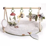 Активна гимнастика Tiny Love Boho Chic Luxe Developmental Gymini с кръгло килимче с диаметър 92 см и дървена арка с висящи играчки, 0м+ 0124.001