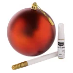 Червена топка за отпечатък със златиста боя на бебешката ръчичка или краче, готова за закачване и украса на коледната елха 1007.001