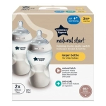 Комплект от 2 броя бебешки шишета за хранене Tommee Tippee Natural Start САМОСТЕРИЛИЗИРАЩО, 340 мл, с биберон със среден поток 3м+ 0037