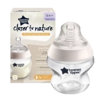 Бебешко шише за хранене Tommee Tippee Closer to Nature, 150 мл, с биберон с бавен поток 0м+ (1 капка)  TT.0014