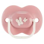 Комплект от 2 бр. ортодонтични залъгалки Tommee Tippee ANY TIME със симетричен силиконов биберон, 18-36м, пастелно и розово с декор Пеперуда, в кутия за стерилизиране TT.0282
