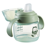 Неразливаща се чаша Tommee Tippee Soft Spout с мек накрайник с антибактериална технология BACSHIELD, с дръжки, в зелен цвят с декорация Бухал, 150 мл, 4м+ 0288
