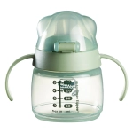 Неразливаща се чаша Tommee Tippee Soft Spout с мек накрайник с антибактериална технология BACSHIELD, с дръжки, в зелен цвят с декорация Бухал, 150 мл, 4м+ 0288