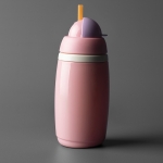 Неразливаща се термочаша с гъвкава силиконова сламка Insulated Straw Cup, с клапа против протичане и с плъзгащо се капаче 0293