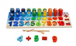 Дървена играчка -  дъска с цифри, рингове и риби